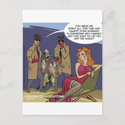 Als mannen in het nauw komen is het grappig briefkaart (Voorkant)