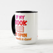 Als mijn boek open is, is uw mond gesloten Mok (Voorkant links)