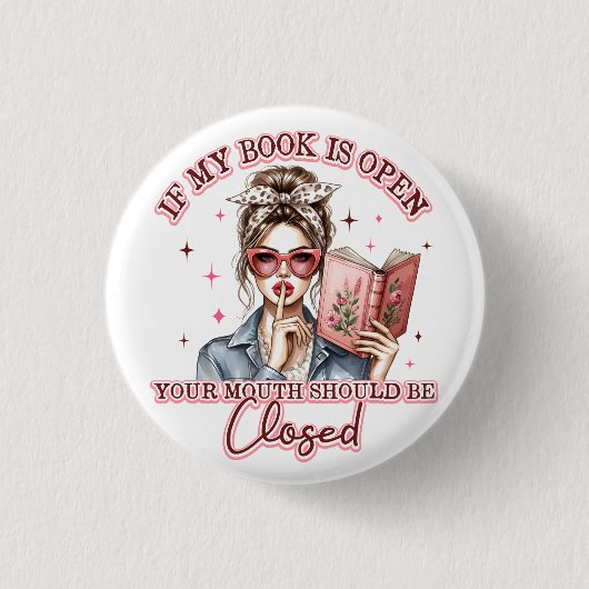 Als mijn boek open is… ronde button 3,2 cm (Voorkant)