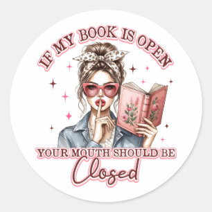Als mijn boek open is... ronde sticker