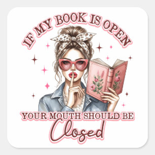 Als mijn boek open is... vierkante sticker