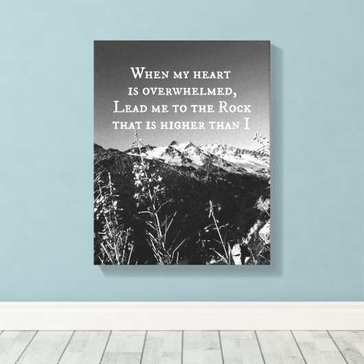 Als mijn hart overweldigd is, is de bijbelversie o canvas afdruk (Insitu (Houten vloer))