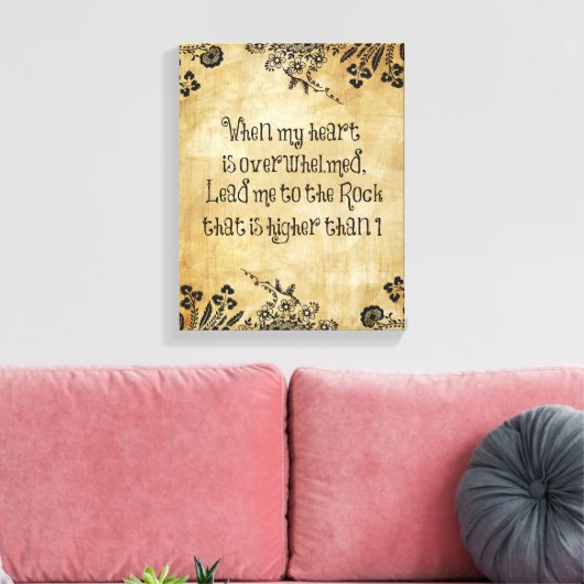 Als mijn hart overweldigd is, is de bijbelversie o canvas afdruk (Insitu (Woonkamer))