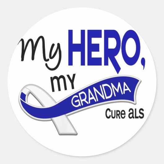 ALS Mijn oma Mijn held 42 Ronde Sticker (Voorkant)