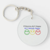 Als Momma geen vrolijk Gezegde met glimlach Sleutelhanger (Voorkant)