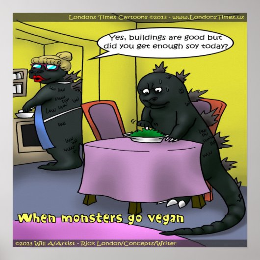 Als Monsters Vegan Worden Grappige Poster (Voorkant)