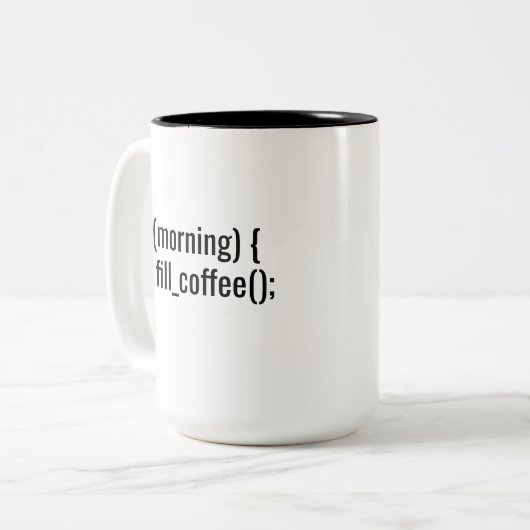 Als Morning Coffee Funny Programmer Coder html vul Tweekleurige Koffiemok (Voorkant links)