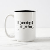 Als Morning Coffee Funny Programmer Coder html vul Tweekleurige Koffiemok (Links)