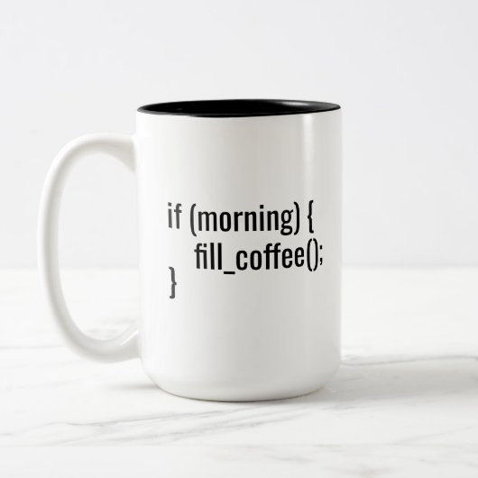 Als Morning Coffee Funny Programmer Coder html vul Tweekleurige Koffiemok (Links)