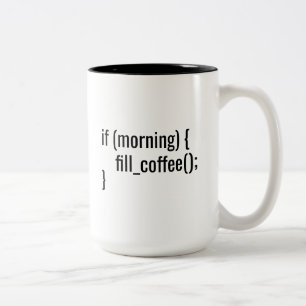 Als Morning Coffee Funny Programmer Coder html vul Tweekleurige Koffiemok