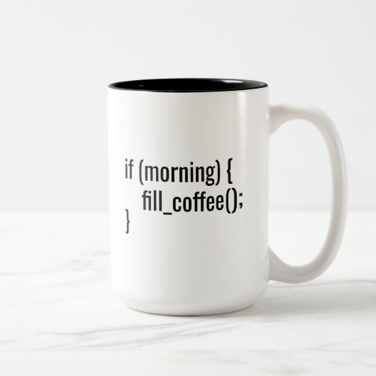 Als Morning Coffee Funny Programmer Coder html vul Tweekleurige Koffiemok (Rechts)
