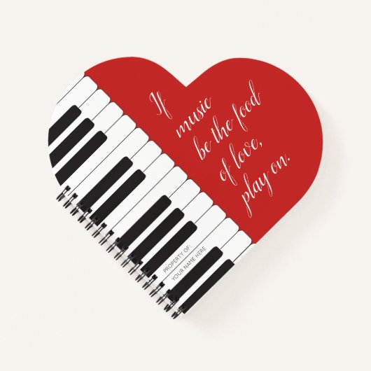 Als muziek het voedsel is van de liefde - piano-th notitieboek (Voorkant)