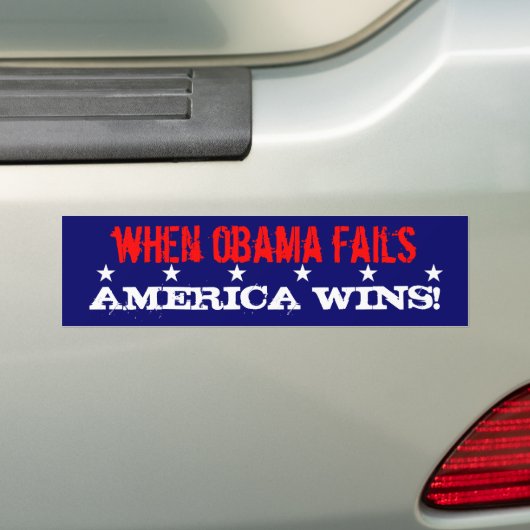 Als Obama faalt, wint Amerika! Bumpersticker (Op auto)