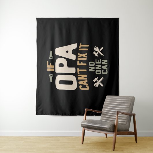 Als Opa het niet kan oplossen, kan niemand dat - v Wandkleed (In situ)