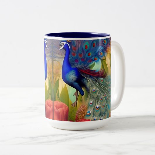  als Pacock Tweekleurige Koffiemok (Voorkant rechts)