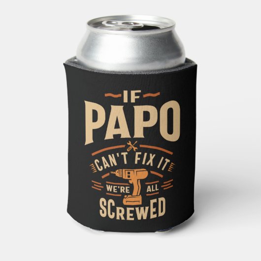 Als papo kan repareren het grappige klusjesman opa blikjeskoeler (Blikje Achterkant)