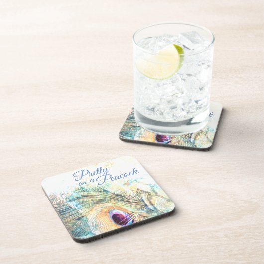  als pauw pastelpauw onderzetter (Rechterzijde)