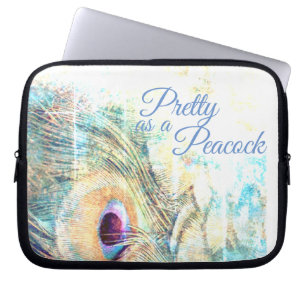 als pauw witte pauw veer pastel laptop sleeve