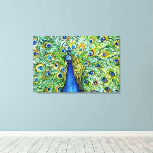 als Peacock Canvas Afdruk (Insitu (Houten vloer))