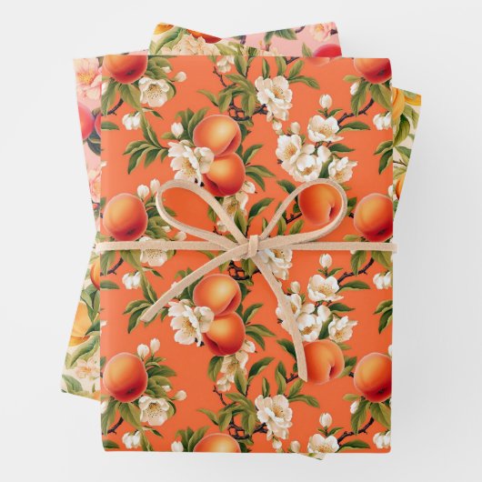 als perzik, perzik fuzz thema cadeau inpakpapier vel (In situ)