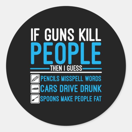 Als Pistolen mensen Pistool munitie Ronde Sticker (Voorkant)