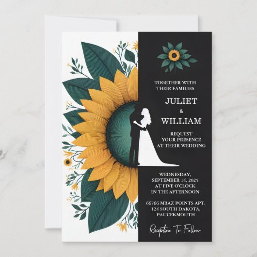 Als Planten rustieke tuin groen zonnebloem bruilof Kaart (Voorkant)