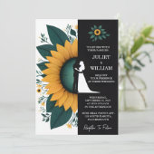 Als Planten rustieke tuin groen zonnebloem bruilof Kaart (Staand voorkant)