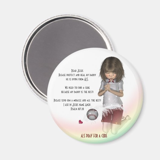 ALS Pray voor een geneesmiddel Magnet (Voorkant / Achterkant)