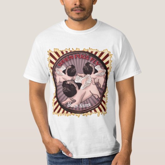 Als Pugs Vliegen  T-shirt (Voorkant)