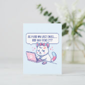 Als Purr Mijn Laatste E-mail - Grappige Kat Kantoo Briefkaart (Staand voorkant)