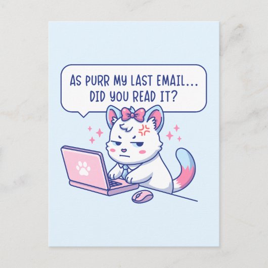 Als Purr Mijn Laatste E-mail - Grappige Kat Kantoo Briefkaart (Voorkant)