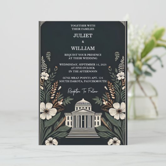 Als Retro 70s 80s Fast Bold Boho Courthouse Bruilo Kaart (Staand voorkant)