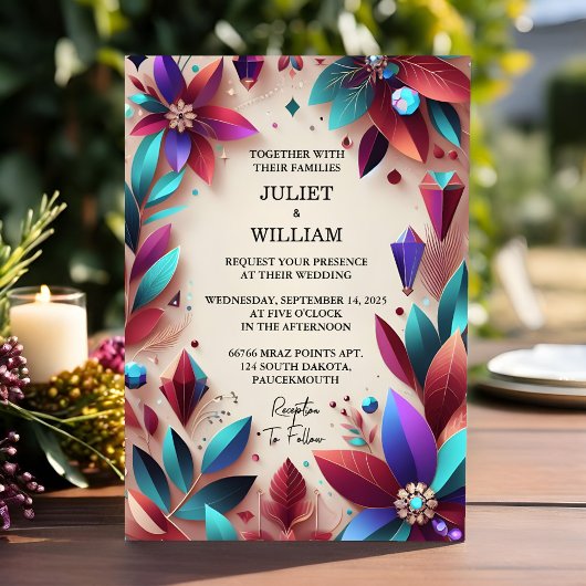 Als rijke zachte Blauwgroen Herfst Gem Bold Jewel  Kaart