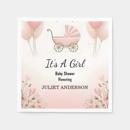 Als Roos Boho Gold Mom Chic Spring Baby Girl Showe Servet (Voorkant)