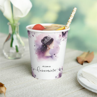 Als Royal Gold Tiara Lila licht Paarse Quinceanera Papieren Bekers