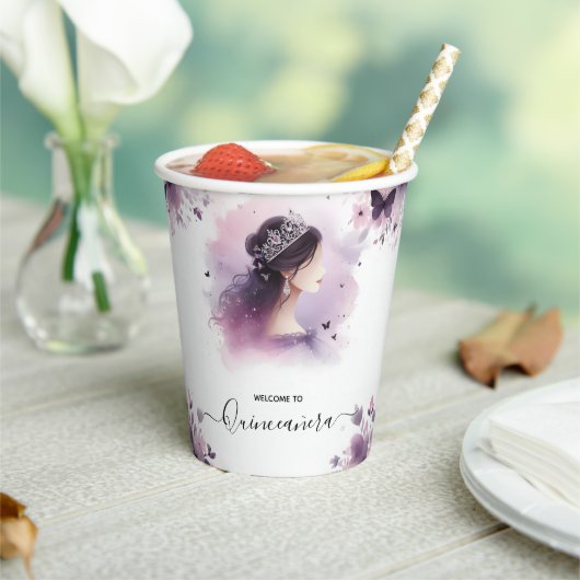 Als Royal Gold Tiara Lila licht Paarse Quinceanera Papieren Bekers (Insitu)