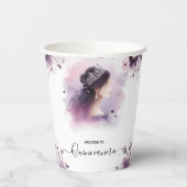 Als Royal Gold Tiara Lila licht Paarse Quinceanera Papieren Bekers (Achterkant)