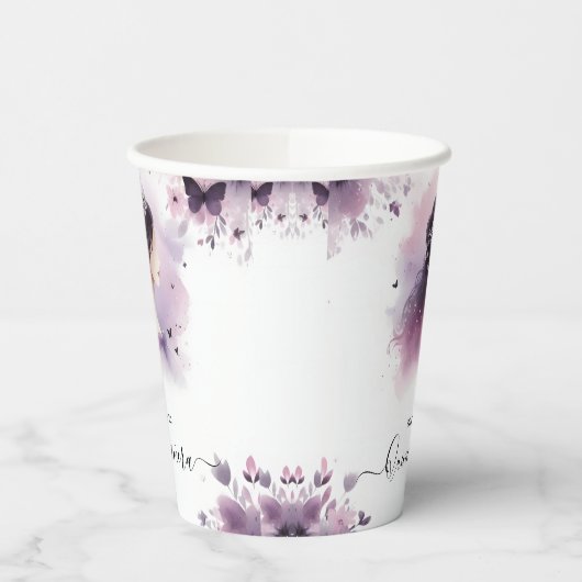 Als Royal Gold Tiara Lila licht Paarse Quinceanera Papieren Bekers (Links)