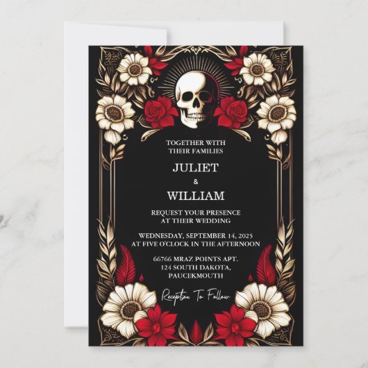 Als Ruby Dikke Claret Wit Hart Rood Zwart Bruiloft Kaart (Voorkant)