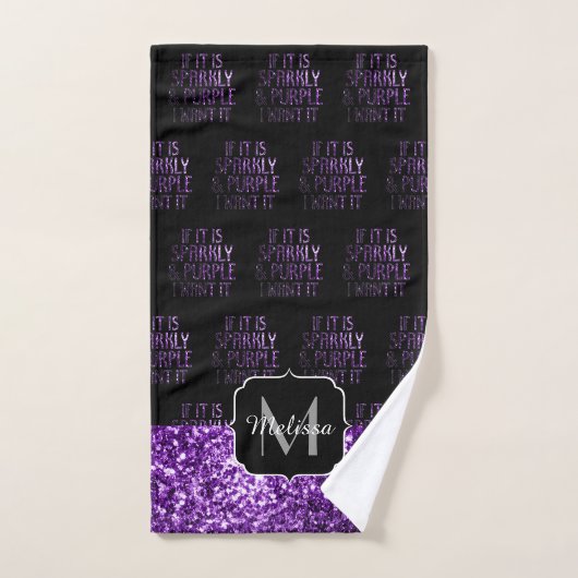 Als Sparkly en Paars wil ik Monogram Black Bad Handdoek (Handdoek)