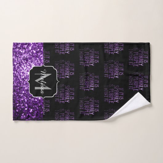 Als Sparkly en Paars wil ik Monogram Black Bad Handdoek (Handdoek)