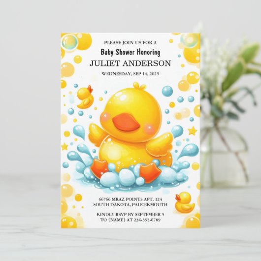 Als Speelgoed Pool Foam Bash Twin Rubber Duck Baby Kaart (Staand voorkant)