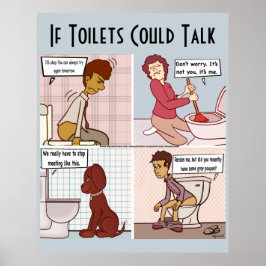 Als toiletten Bleek blauw Poster kunnen spreken