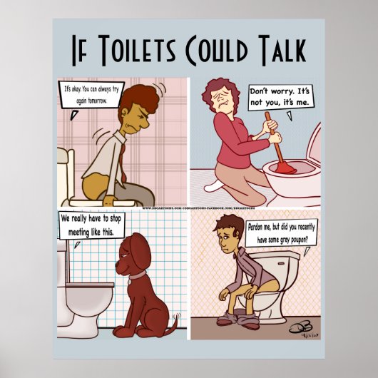 Als toiletten Bleek blauw Poster kunnen spreken (Voorkant)