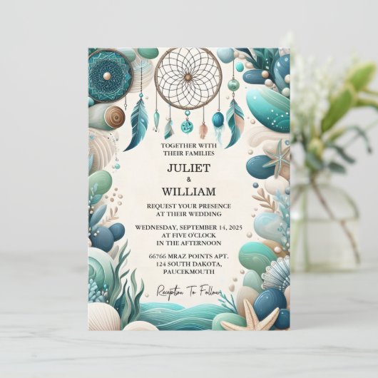 Als Tribal Aqua Zand Werk Gestapeld Zee Glas Bruil Kaart (Staand voorkant)