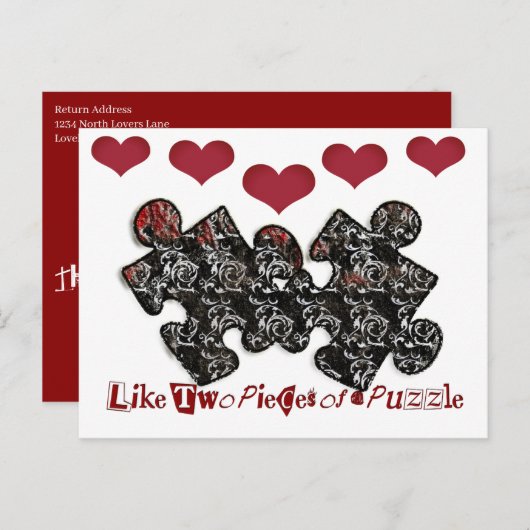 Als twee stukjes van een puzzel briefkaart (Voorkant / Achterkant)