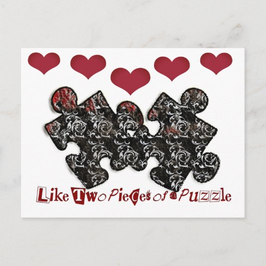 Als twee stukjes van een puzzel briefkaart (Voorkant)