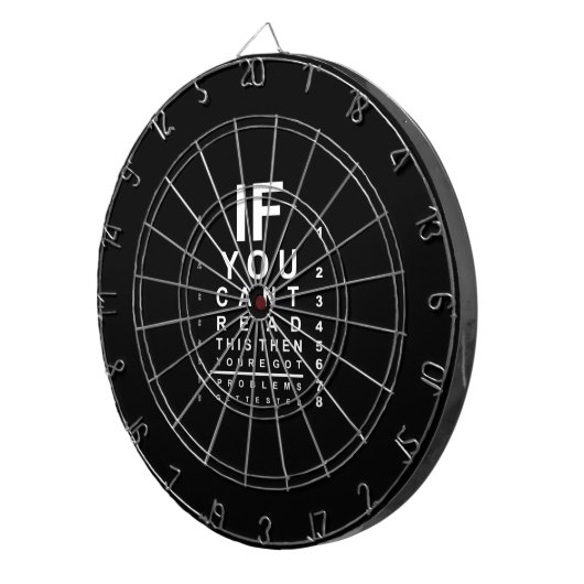 Als u dit oogtestschema kunt lezen - Donker Dartbord (Voorkant Rechts)