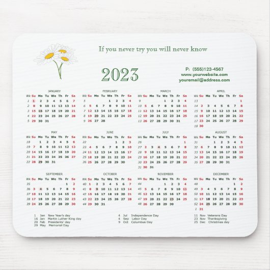 Als u het nooit probeert, zult u nooit Muismat ken (Voorkant)