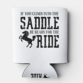 Als u in het zadel klimt, bent u klaar voor de zij blikjeskoeler (Achterkant)